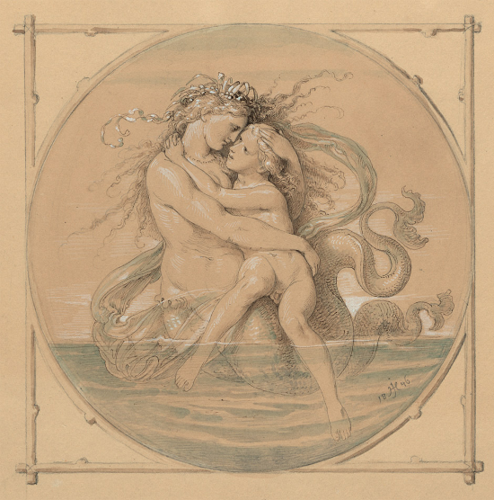1846 Sch�ne Melusine mit Knabe | JULIUS H�BNER