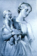 1852 Mutter mit Kind - VZ Reiters Abschied - safe